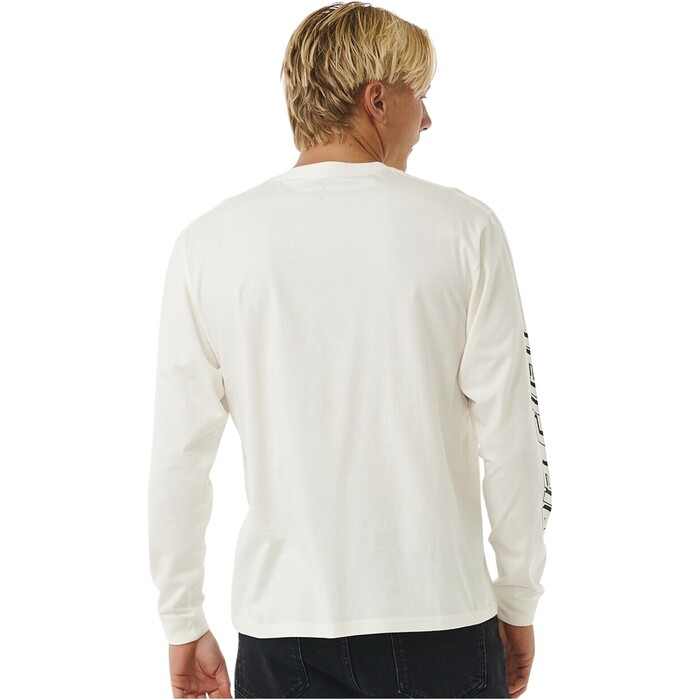 2024 Rip Curl Fade Out Icon Long Sleeve Tee 0BQMTE - Bone